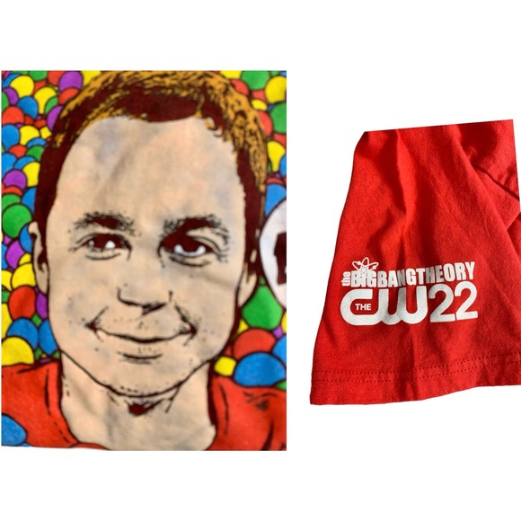 2 Short Sleeve Graphic Logo Shirts Beetlejuice Black ; Big Bang Theory Red Small - Picture 6 of 12